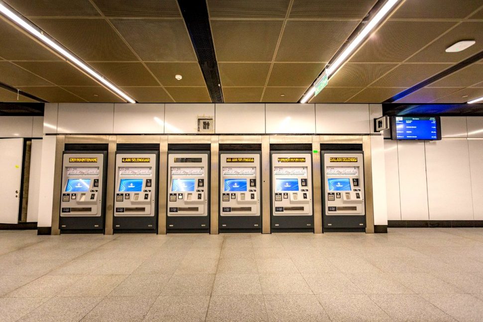 Ticket vending machines on lower concourse level