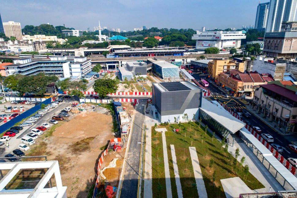 Aerial view of Pasar Seni Station and its surrounding