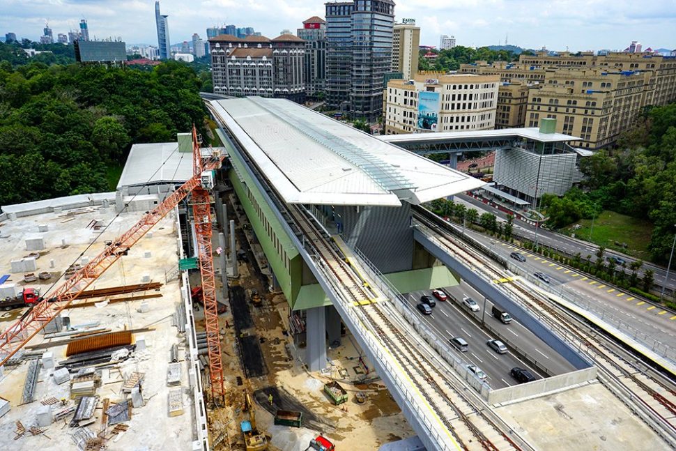 View of the Phileo Damansara Station undergoing construction works. Oct 2016