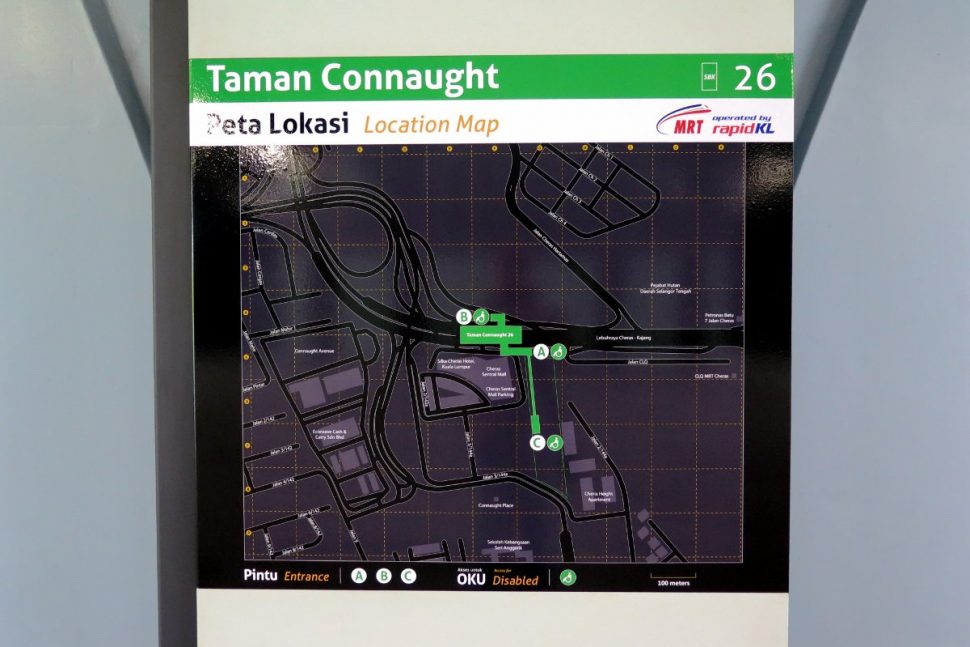 Location map and entrances to the station