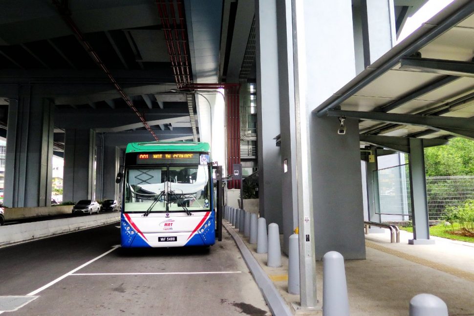 Feeder bus waiting near entrance B