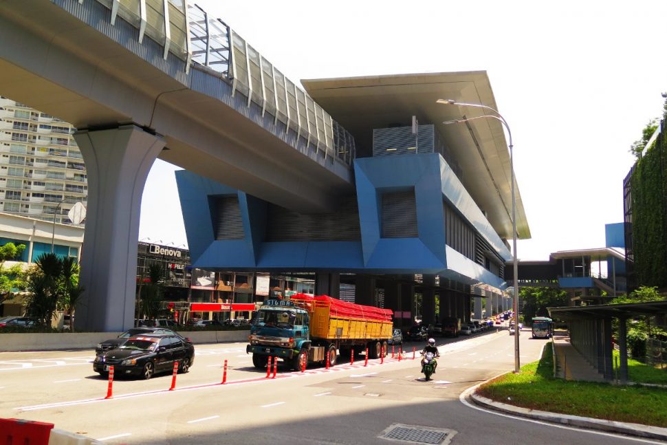 View of Taman Tun Dr Ismail MRT station from Jalan Damansara