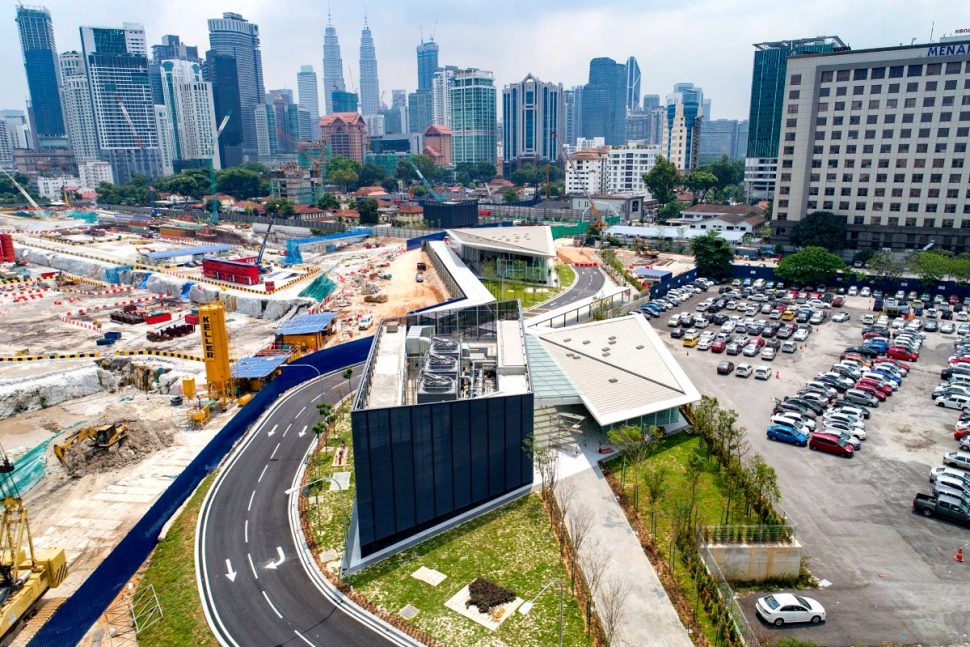 Aerial view of the Tun Razak Exchange MRT station