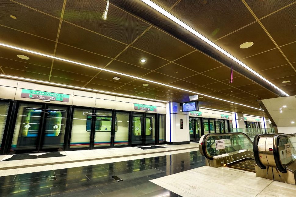 Boarding platform at Tun Razak Exchange station