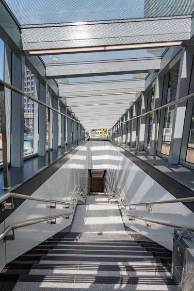 Staircase access from street level to the concourse level of Bukit Bintang station