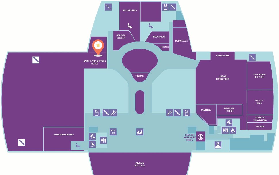 Location of Sama-Sama Express at the Satellite Building, klia2