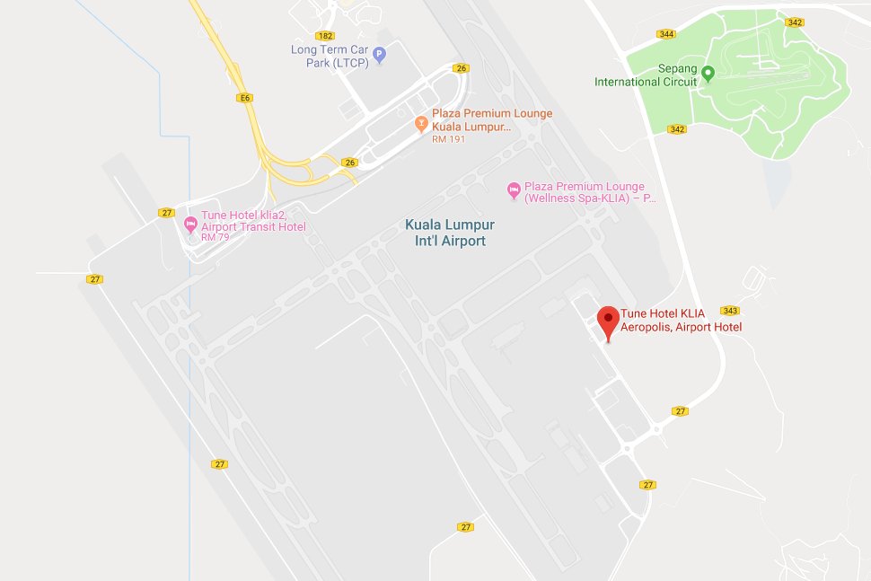 Location of Tune Hotel KLIA Aeropolis