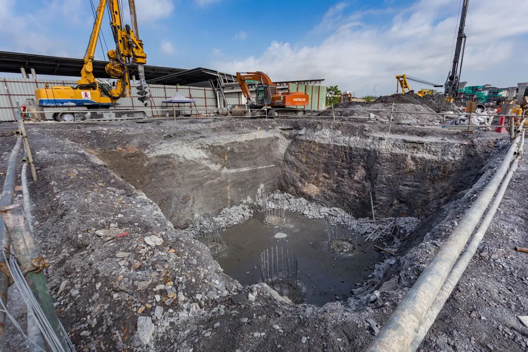 Bored piling and pile cap works in progress at the upcoming Putrajaya Sentral Station.