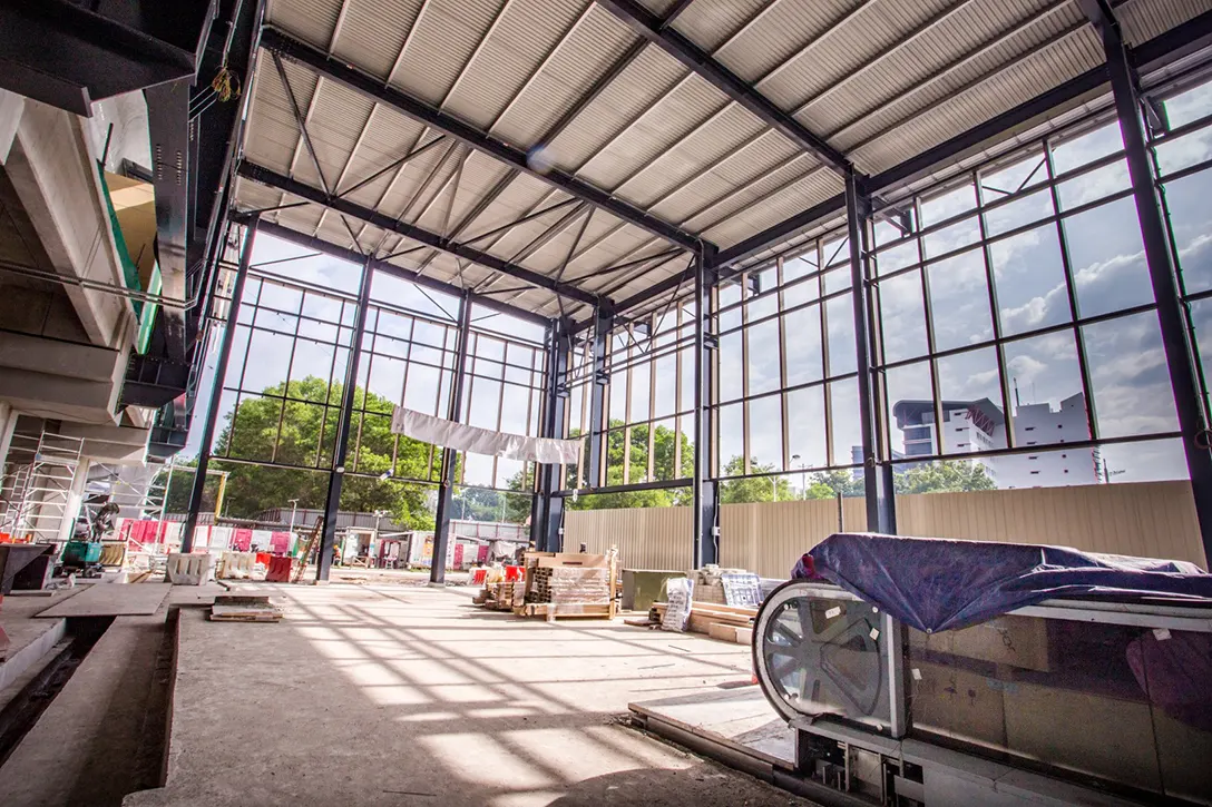 Gable and façade works in progress at the Putrajaya Sentral MRT Station.