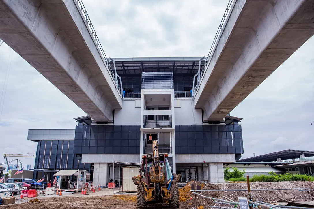 Turfing works in progress for external works at the Putrajaya Sentral MRT Station.