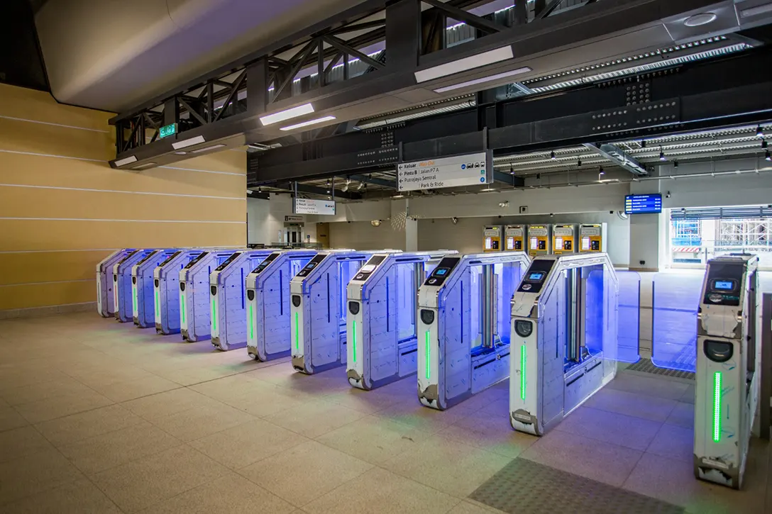 Testing and commissioning of Automatic Fare Collection (AFC) gate system are in progress at the Putrajaya Sentral MRT Station.