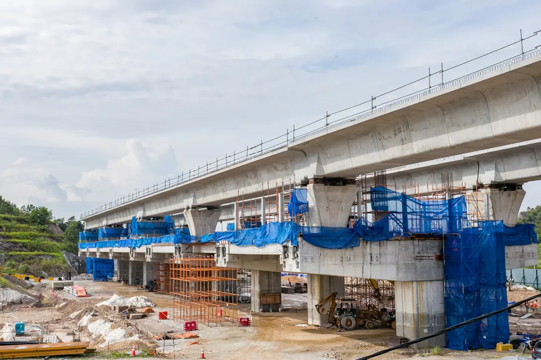 Station concourse floor and escalator pit works at the 16 Sierra MRT Station site.