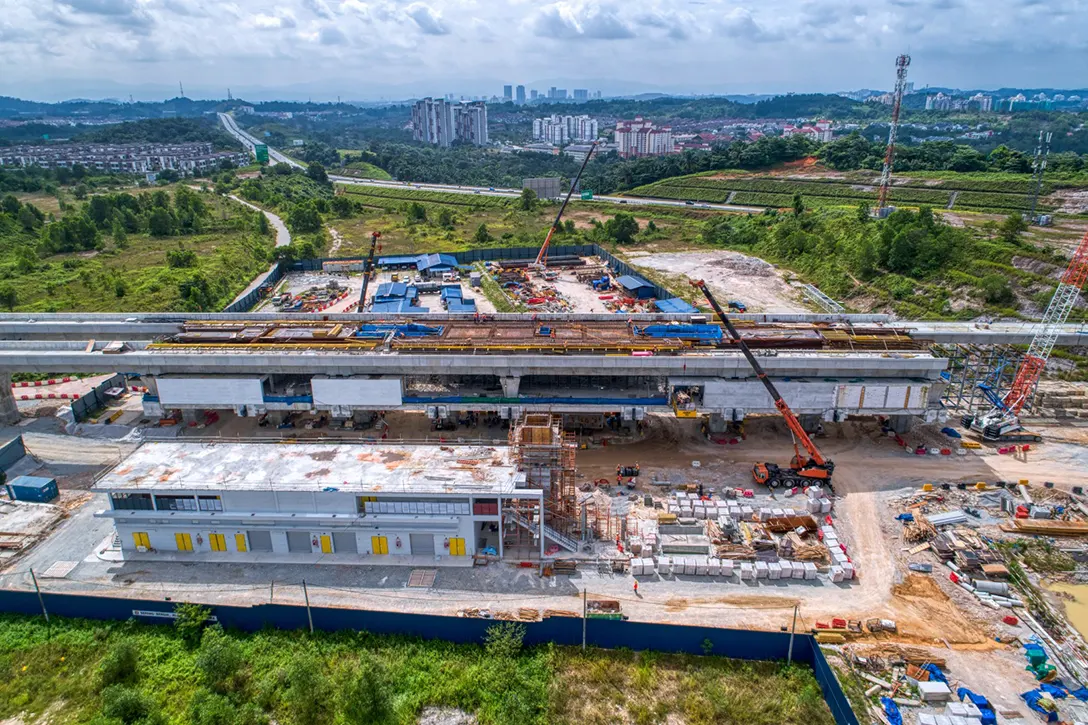 Ongoing station platform slab installation works at the 16 Sierra MRT Station site.