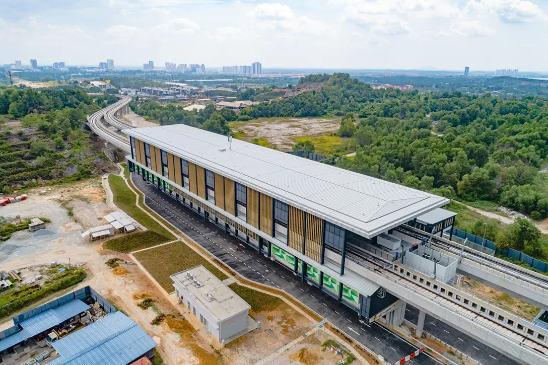 Aerial view of the 16 Sierra MRT Station showing the turfing works in progress.