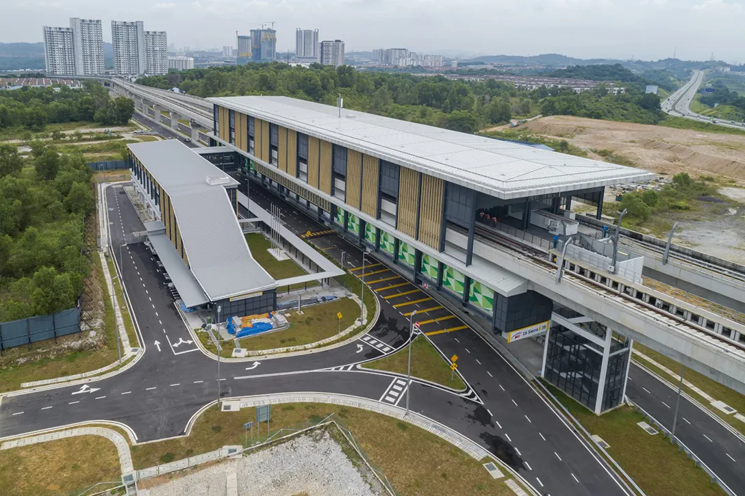 Aerial view of the 16 Sierra MRT Station showing the external station works in progress.