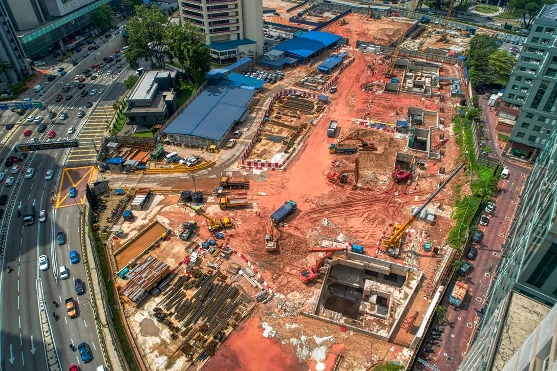 Excavation to upper under platform level in progress at the Ampang Park MRT Station site.