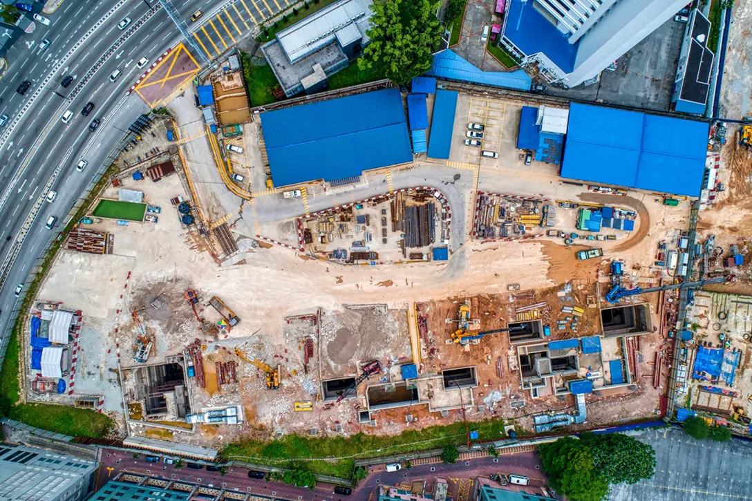 Aerial view of the Ampang Park MRT Station site.