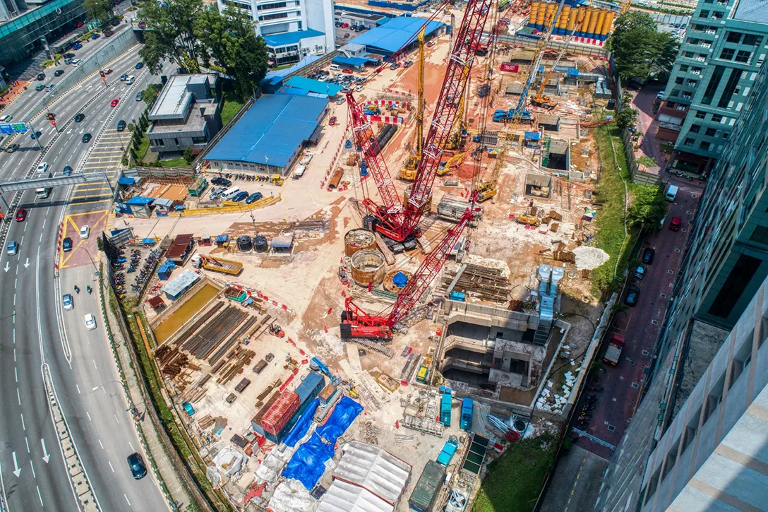 Aerial view of the Ampang Park MRT Station.