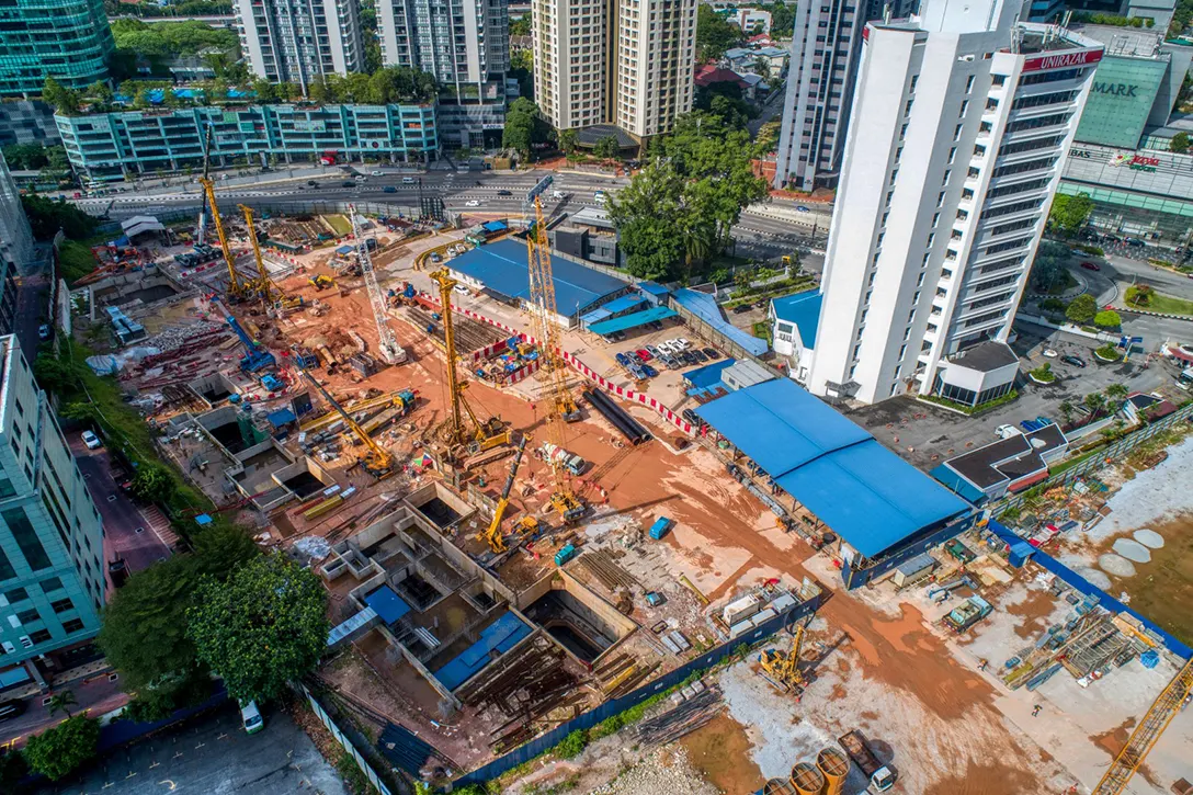 Aerial view of the Ampang Park MRT Station.