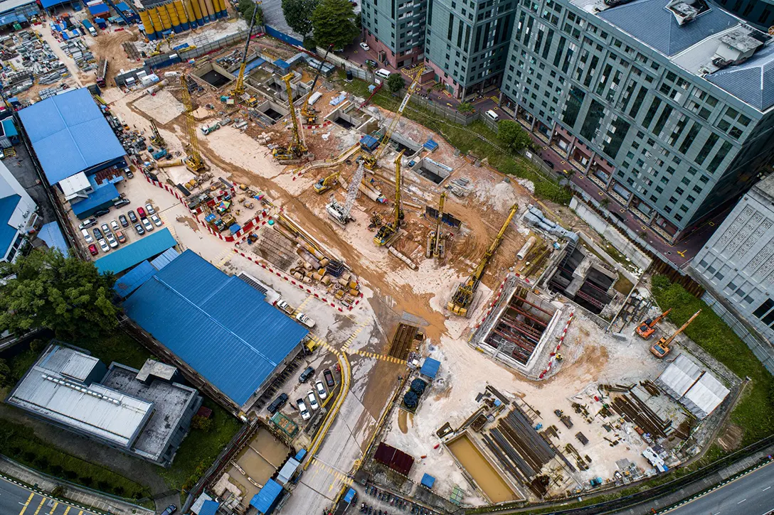 Aerial view of the Ampang Park MRT Station site.