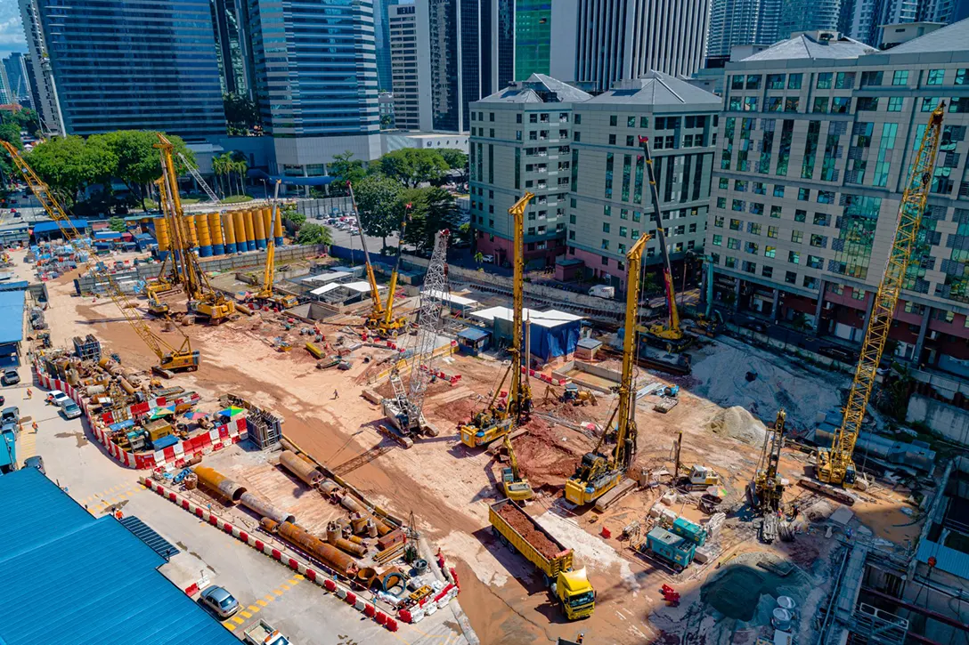 Aerial view of the Ampang Park MRT Station.