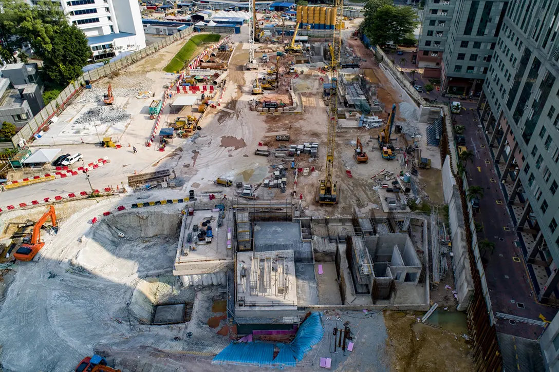 Aerial view of the Ampang Park MRT Station.