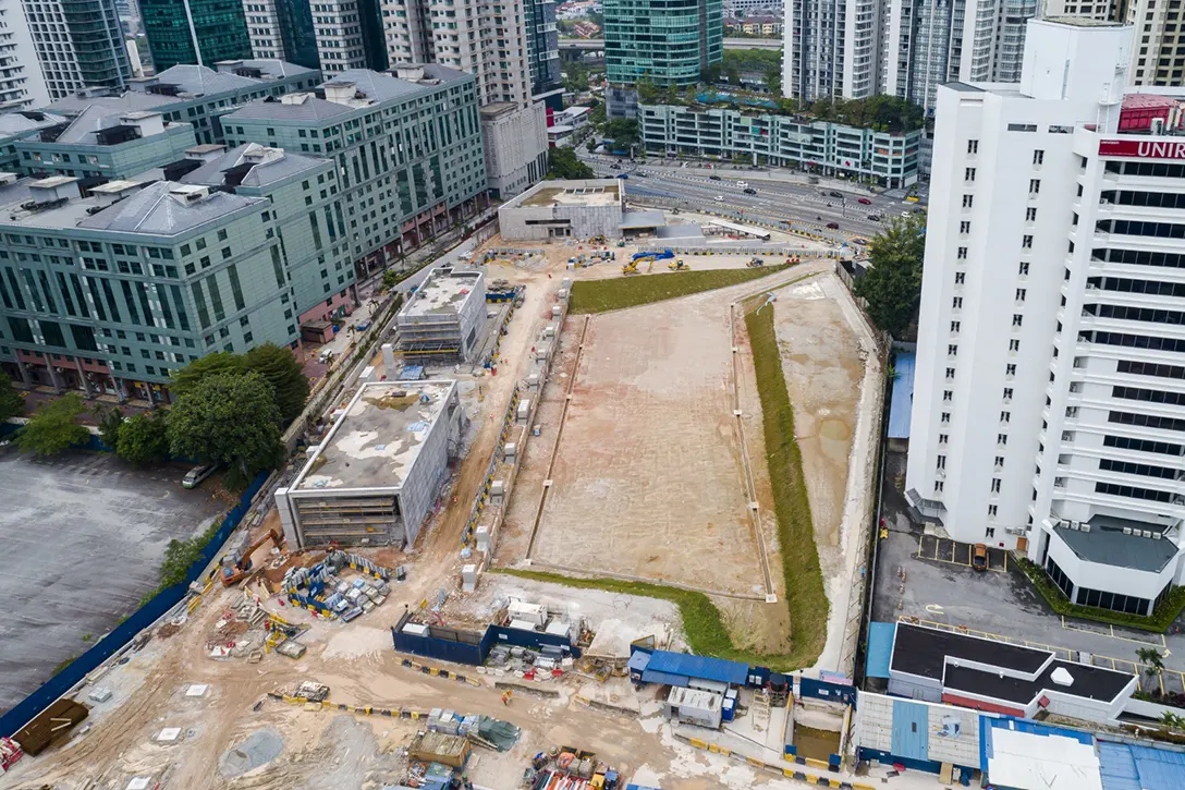 Aerial view of the Ampang Park MRT Station.