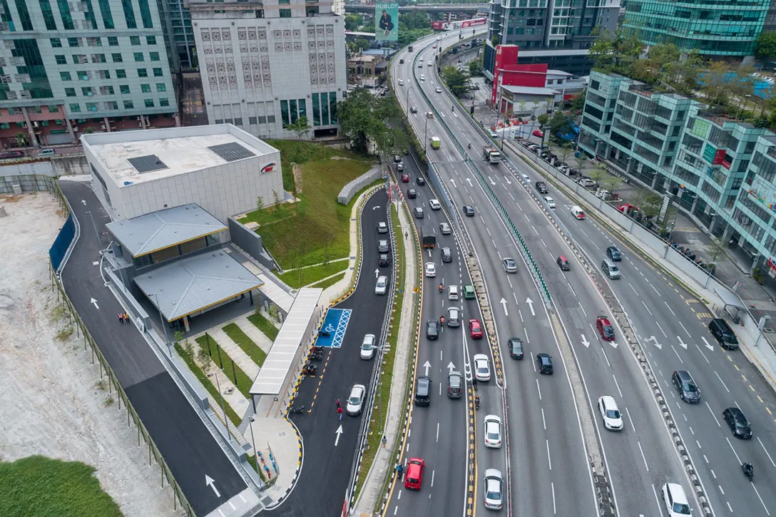 Aerial view of the Ampang Park MRT Station