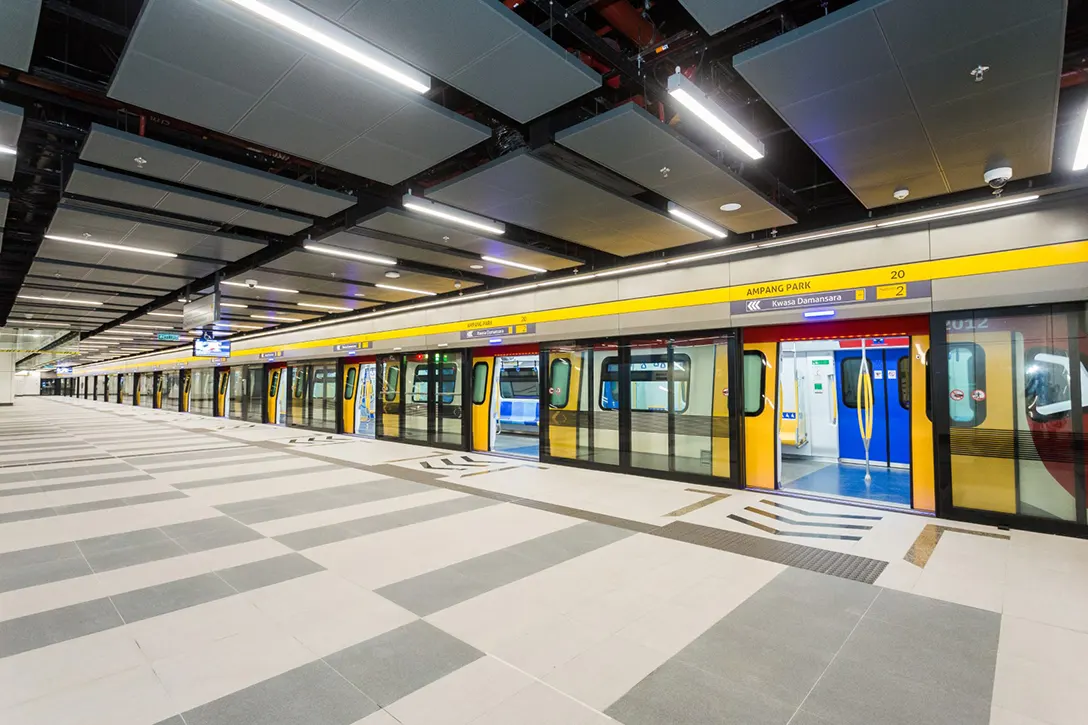 Testing train works in progress at the Ampang Park MRT Station.