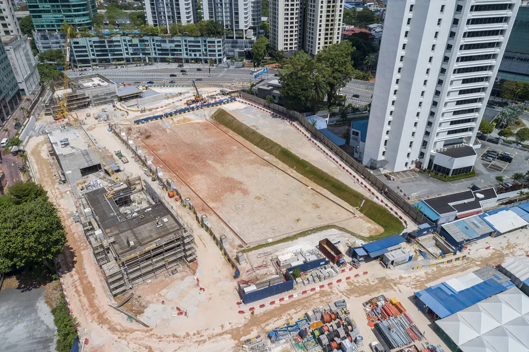 Aerial view of the Ampang Park MRT Station.