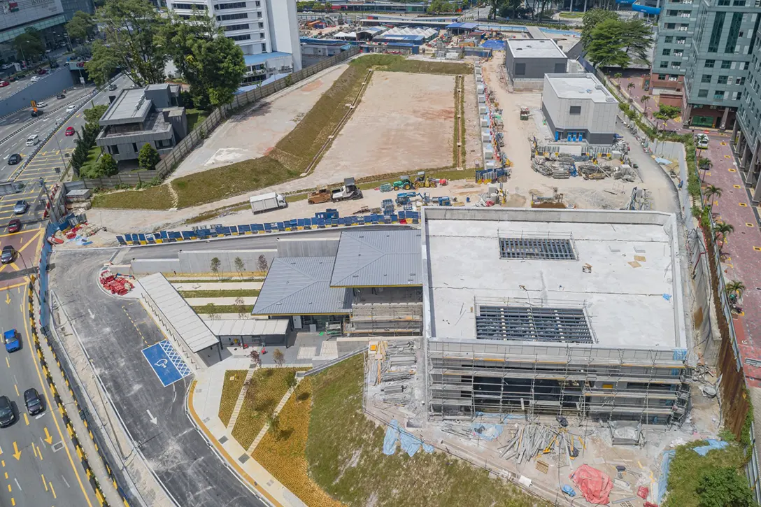 Aerial view of the Ampang Park MRT Station.