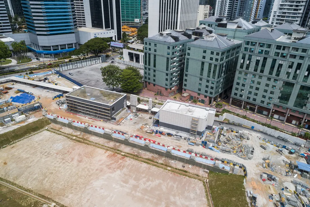 Aerial view of the Ampang Park MRT Station
