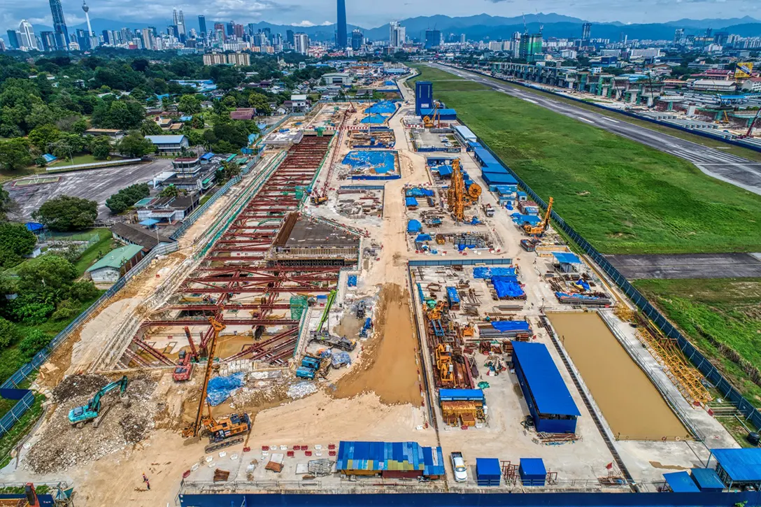Aerial view of the station box at the Bandar Malaysia Selatan MRT Station site.
