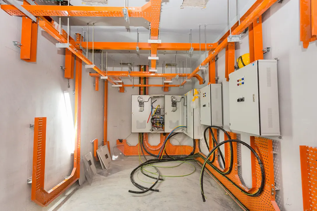 Cable laying and distribution box installation works in progress at the Distribution Box Room 3, Platform Level of the Bandar Malaysia Selatan MRT Station.