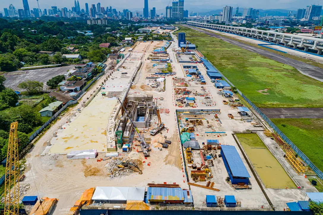 Aerial view of the Bandar Malaysia Selatan MRT Station.