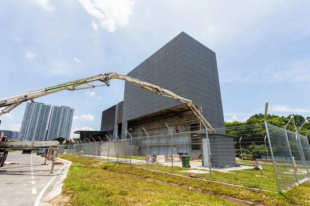Apron slab construction works in progress at the Bandar Malaysia Selatan MRT Station Entrance B.