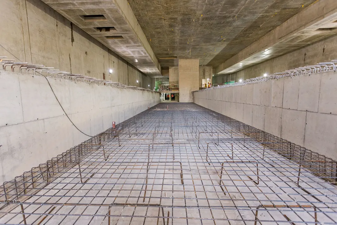 Rebar works fully installed for future mass concrete level at the Bandar Malaysia Utara MRT Station site.