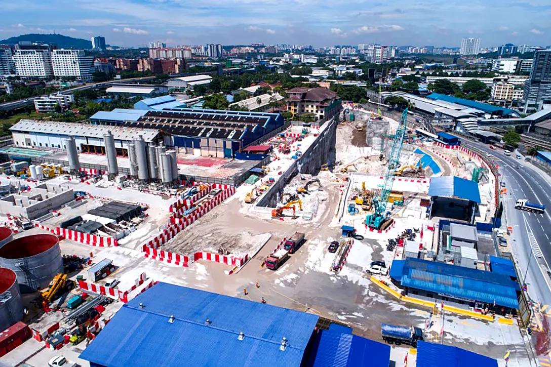 Aerial view of the Chan Sow Lin MRT Station site.