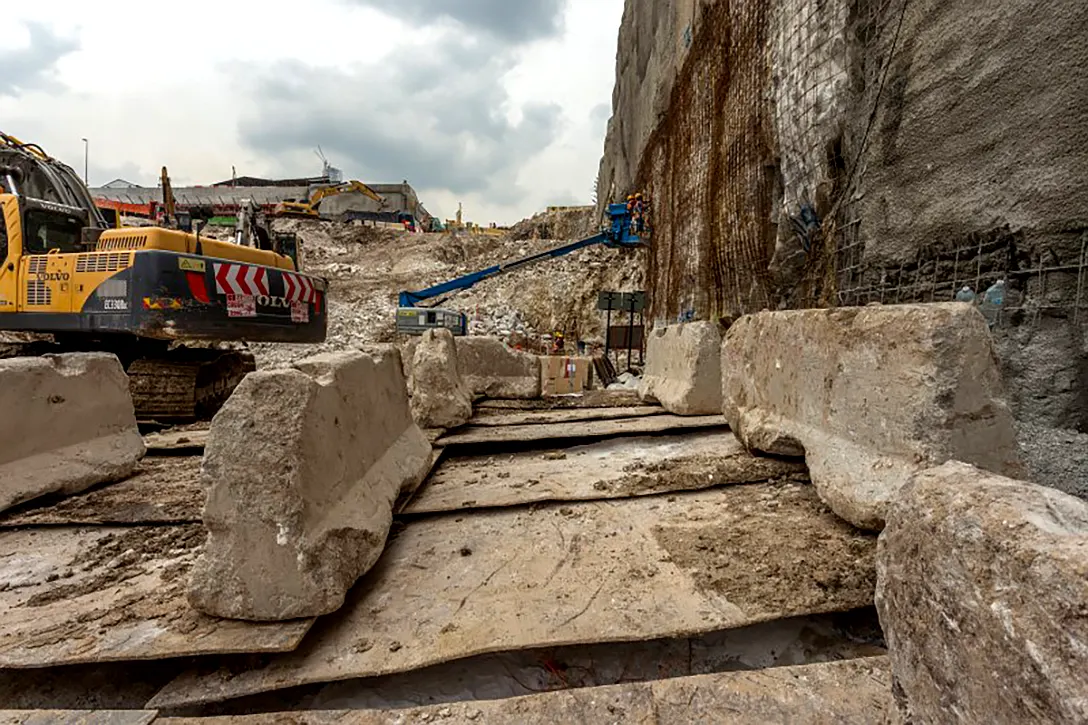 Blasting works being carried out at the Chan Sow Lin MRT Station site.