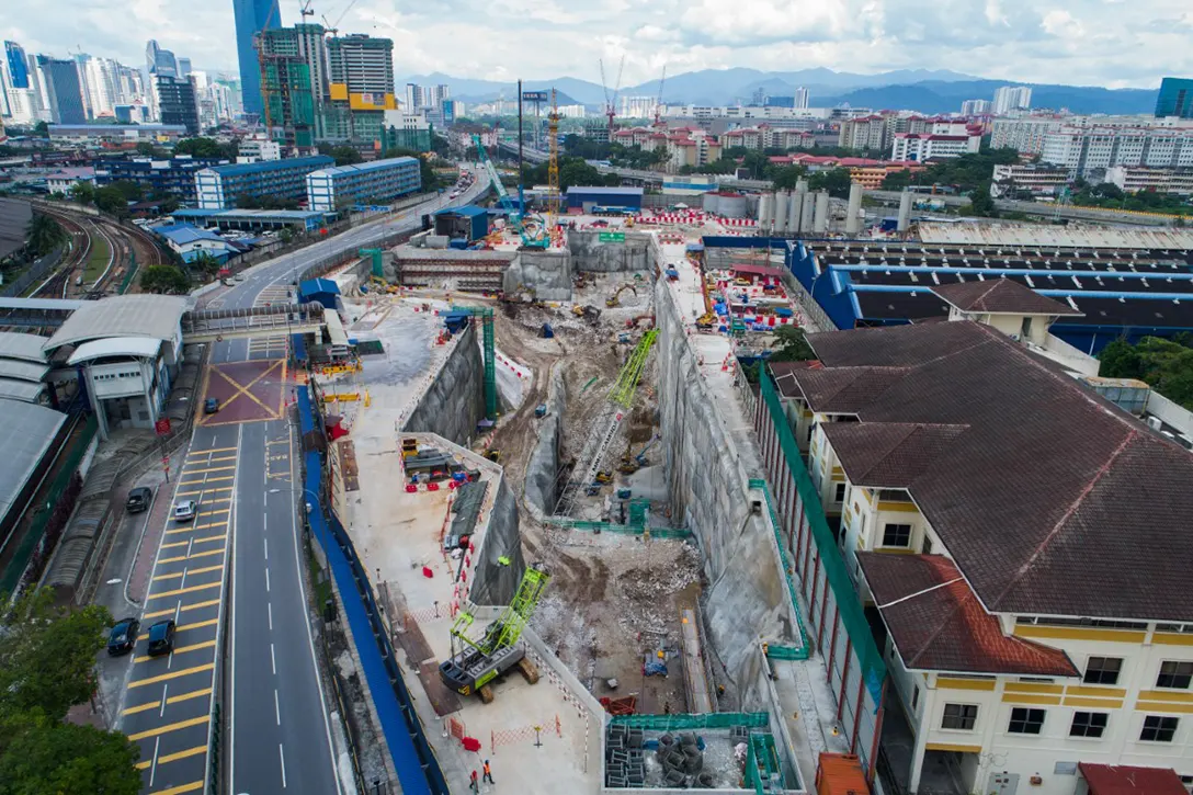 Aerial view of the Chan Sow Lin MRT Station site.