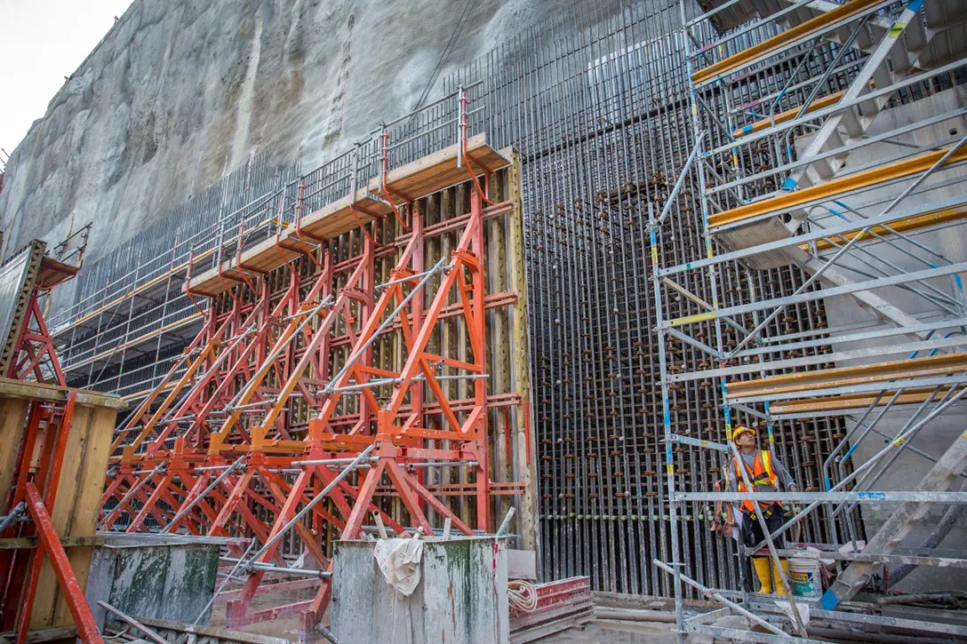 Installation works for formwork and rebar in progress at the Chan Sow Lin MRT Station site.