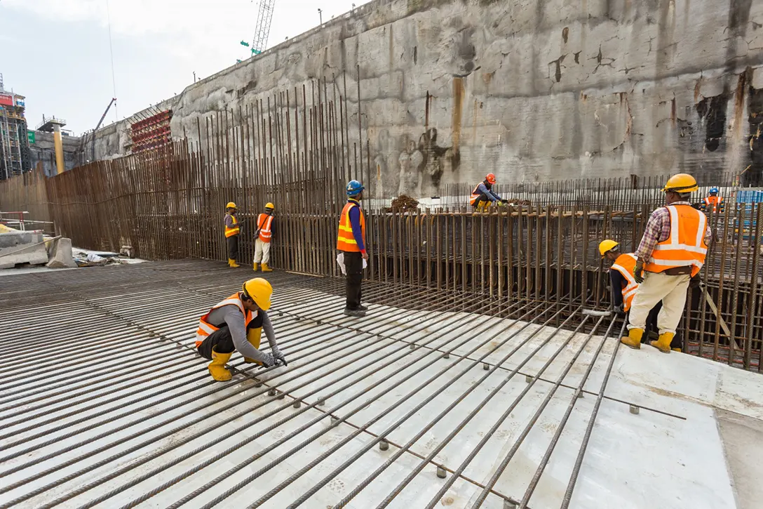 Ongoing rebar installation works at Chan Sow Lin MRT Station concourse slab.