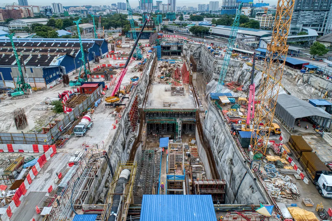 Aerial view of the Chan Sow Lin MRT Station as of November 2020.