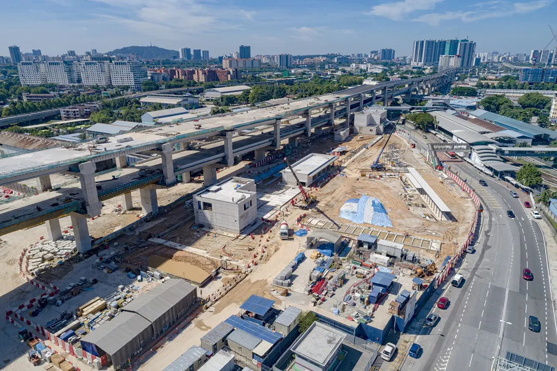 Chan Sow Lin MRT Station progress view as of March 2022.
