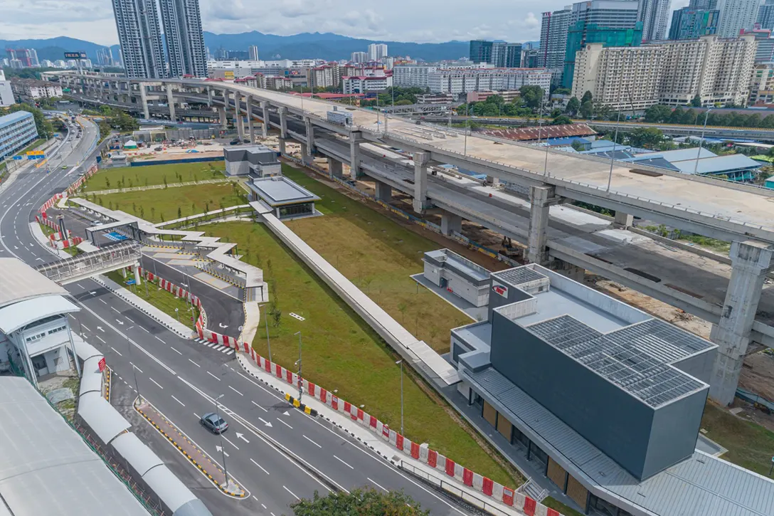 Rectification works in progress at the external building of the Chan Sow Lin MRT Station.
