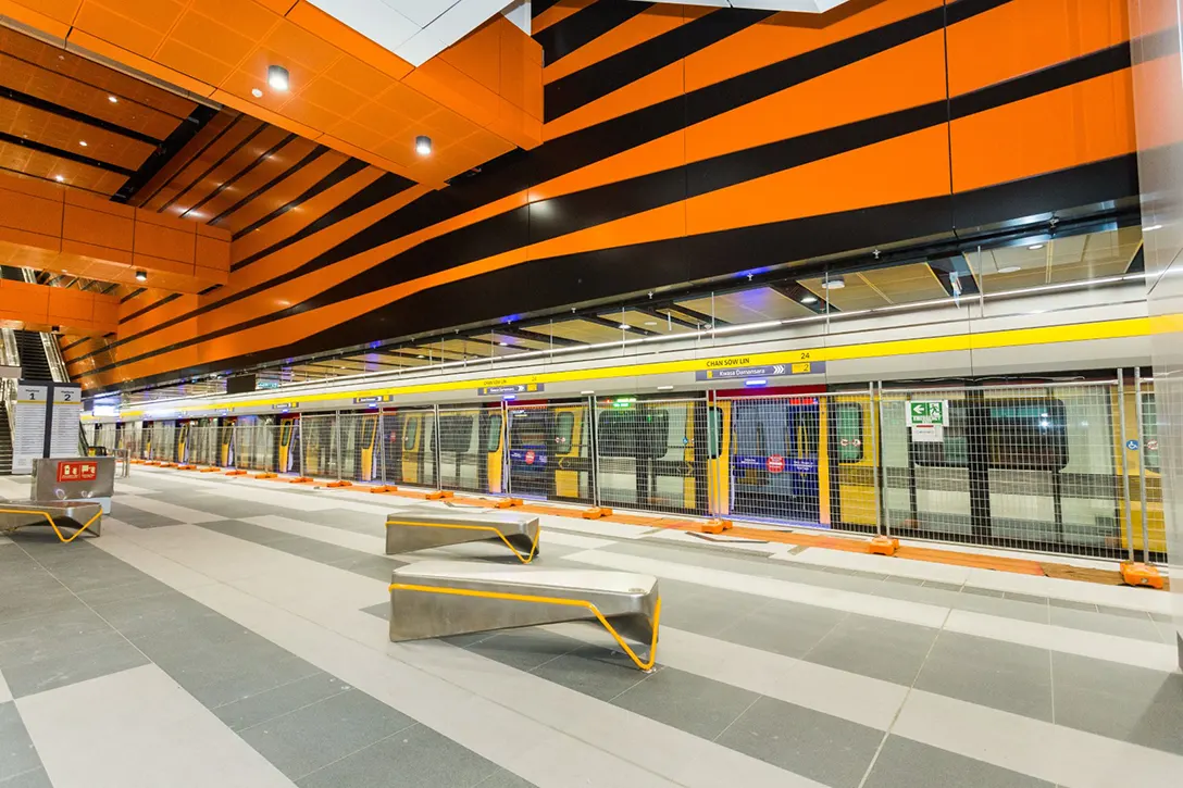 Testing train works in progress at the Chan Sow Lin MRT Station.