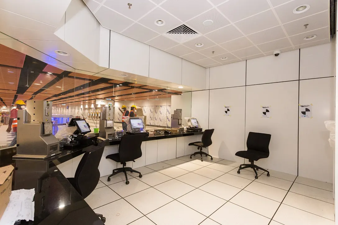 View of the completed Customer Service Office at the Chan Sow Lin MRT Station.