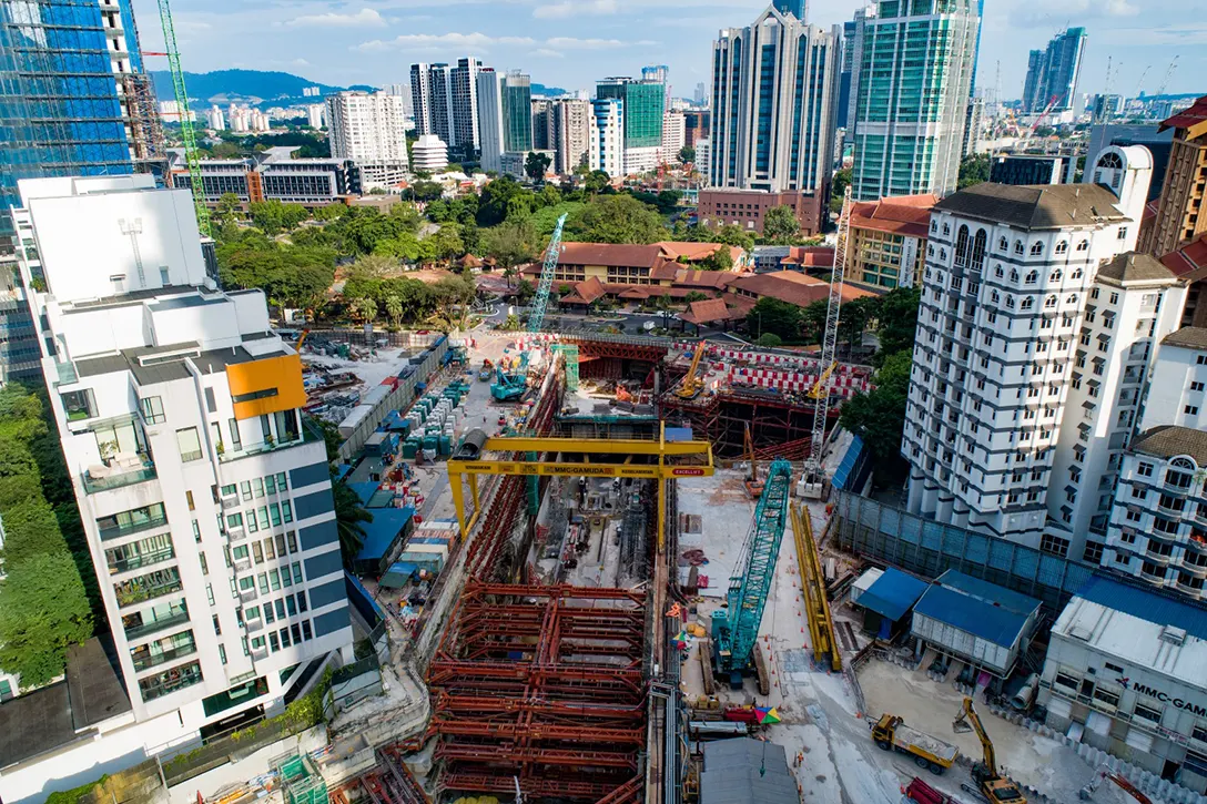 Aerial view of the Conlay MRT Station site.