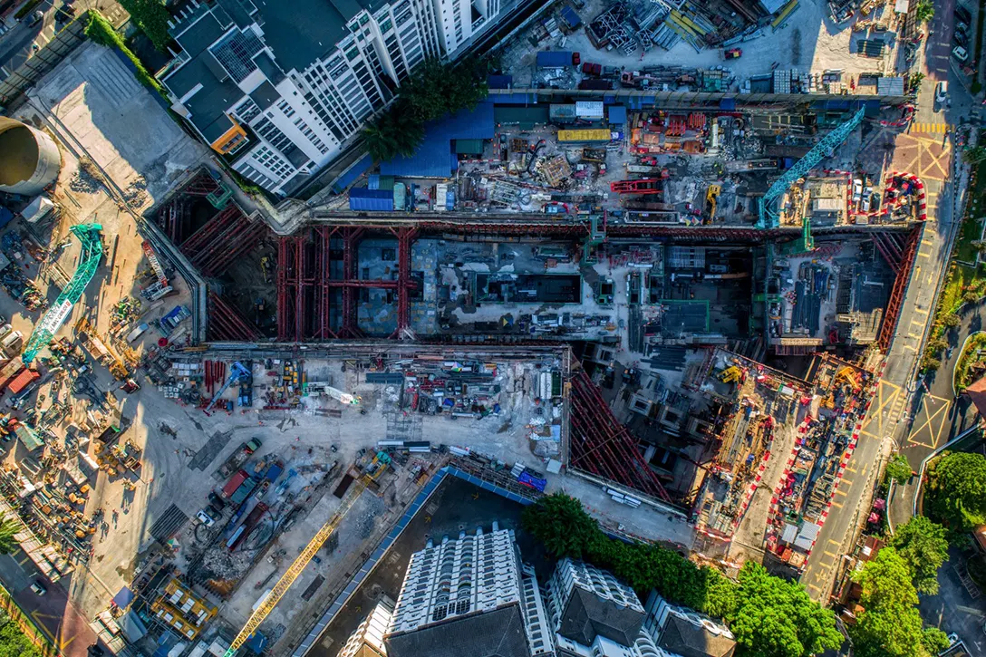 Aerial view of the Conlay MRT Station site.