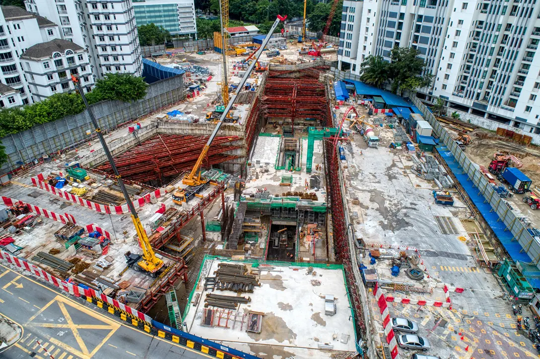 Aerial view of the Conlay MRT Station site.